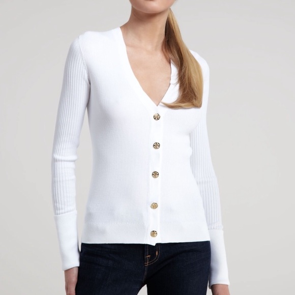 Tory Burch Sweaters - Tory Burch Ribbed V-Neck Cardigan Size L